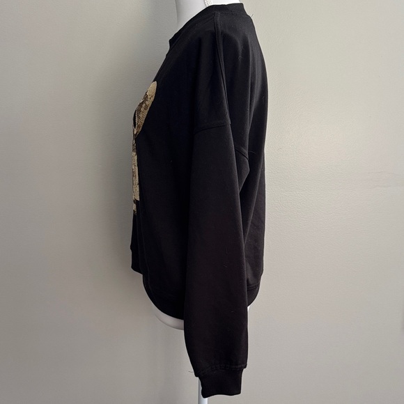 Philosophy Black Top with Gold Sequin Bow size S - Picture 3 of 6